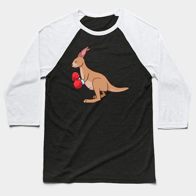 With Boxing Gloves - Cartoon Kangaroo Boxing Baseball T-Shirt by Modern Medieval Design